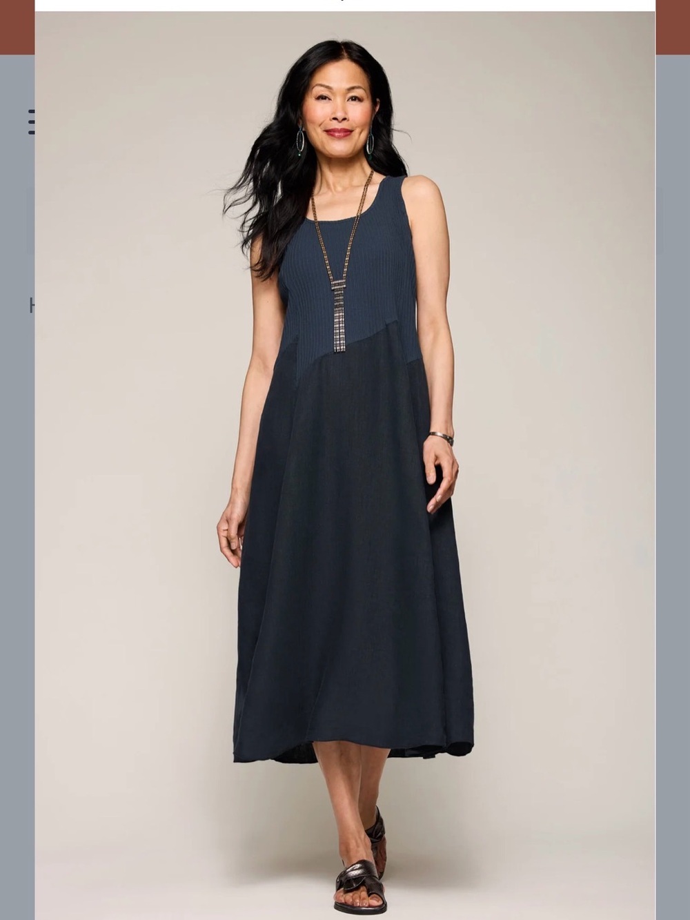 Fenini Sleeveless Black A-Line Midi Dress - Classic Women's Summer Dress
